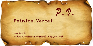 Peinits Vencel névjegykártya